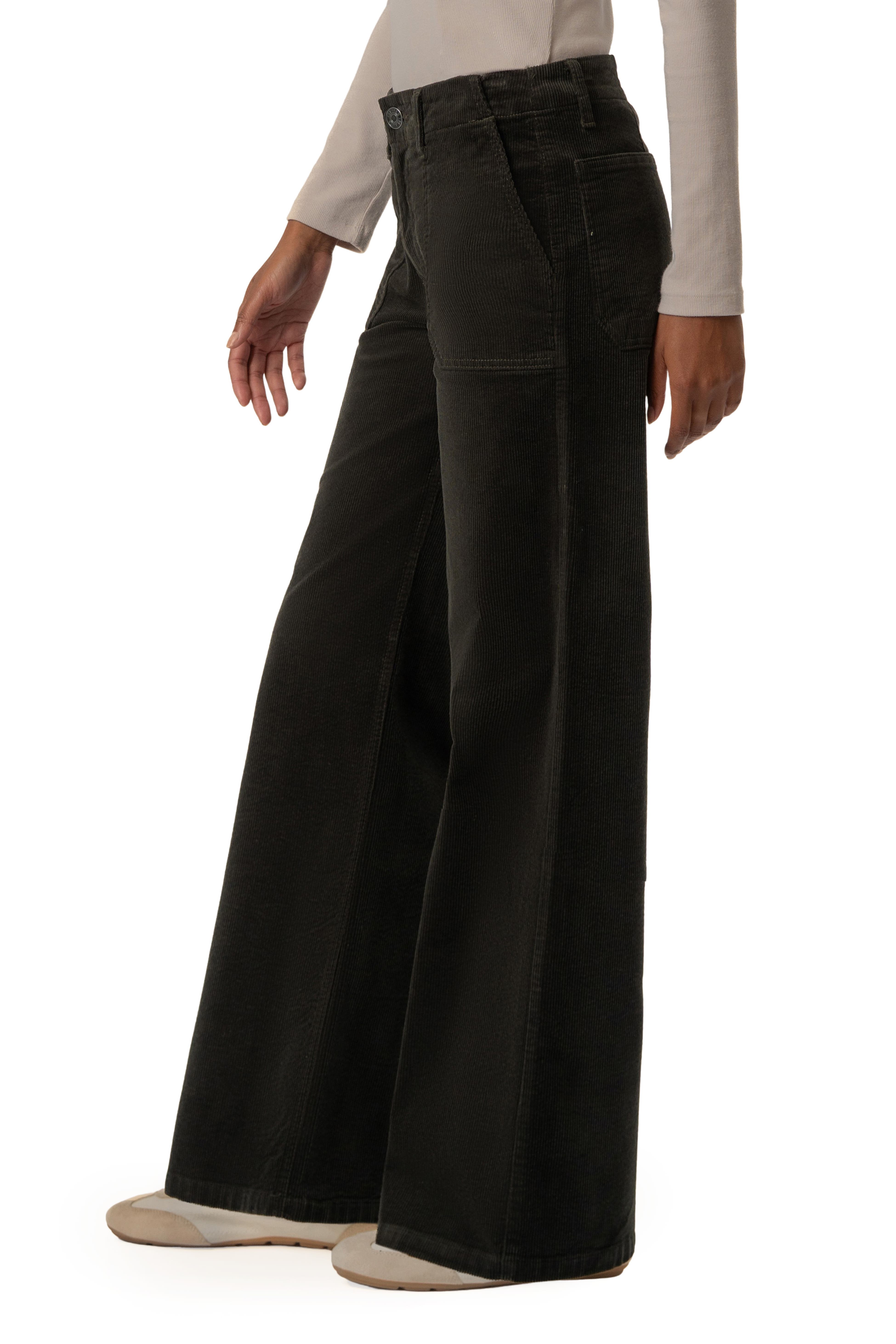 The Jean High Rise Wide Leg - Forest Corduroy