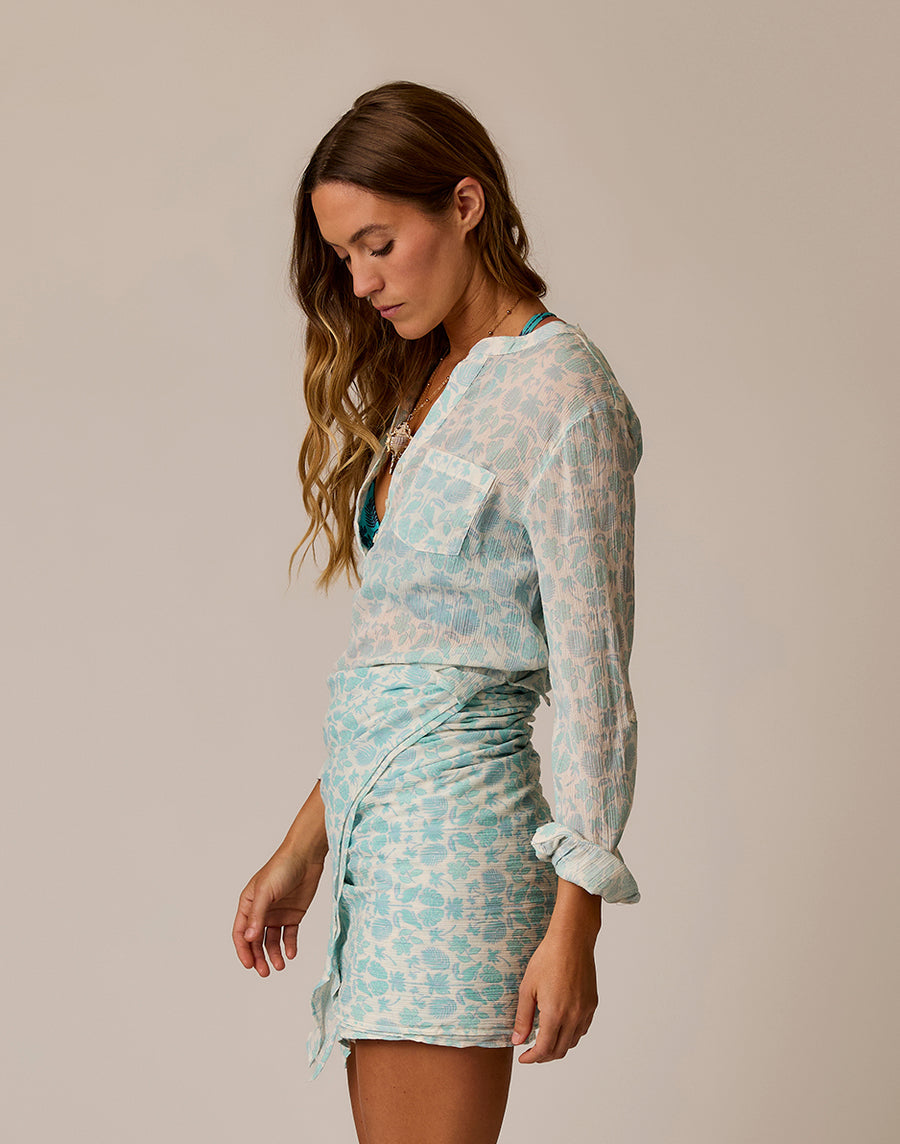Dylan Gauze Shirt - Cloud Maitai