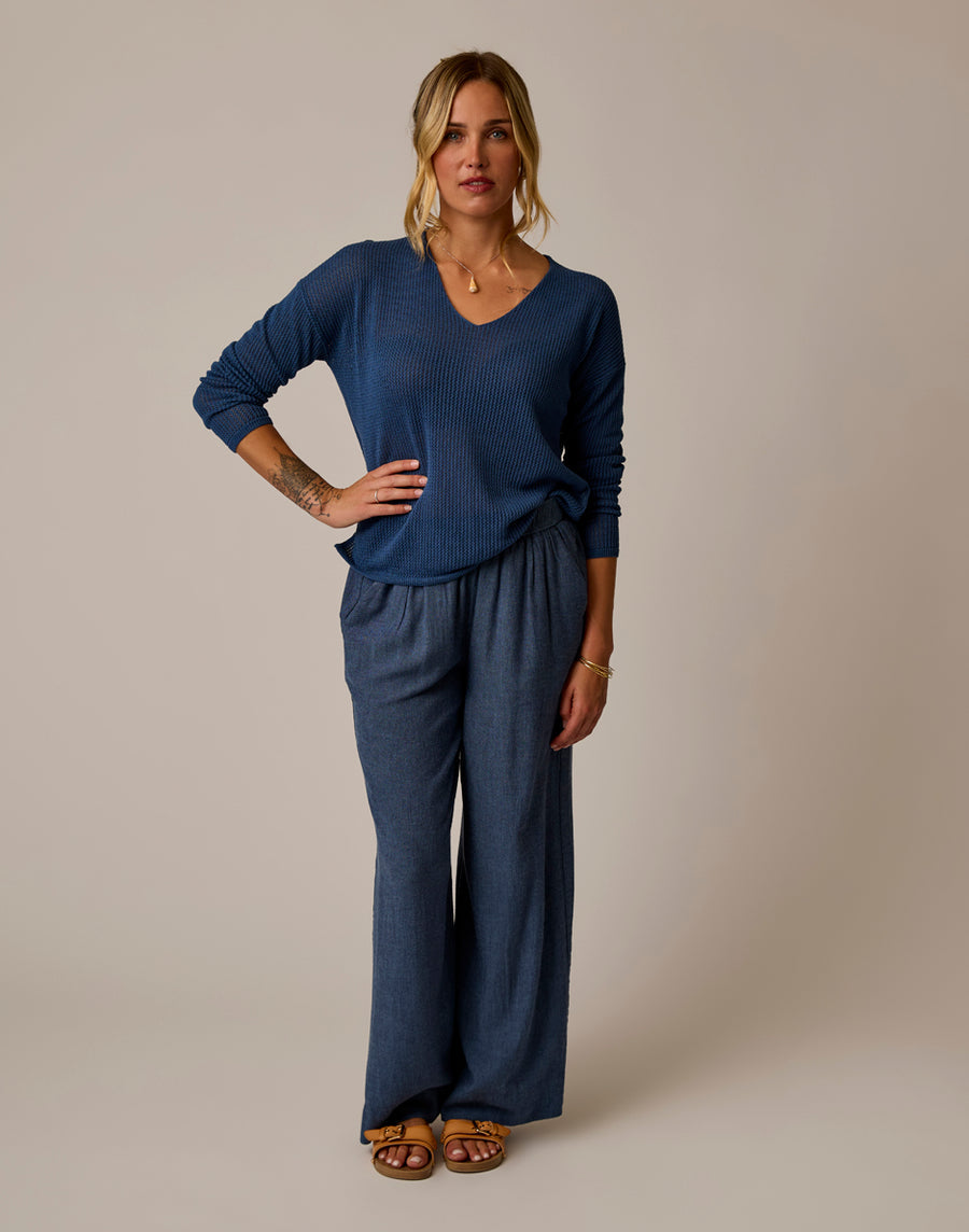 Nico Linen Pant - Captain Chambray