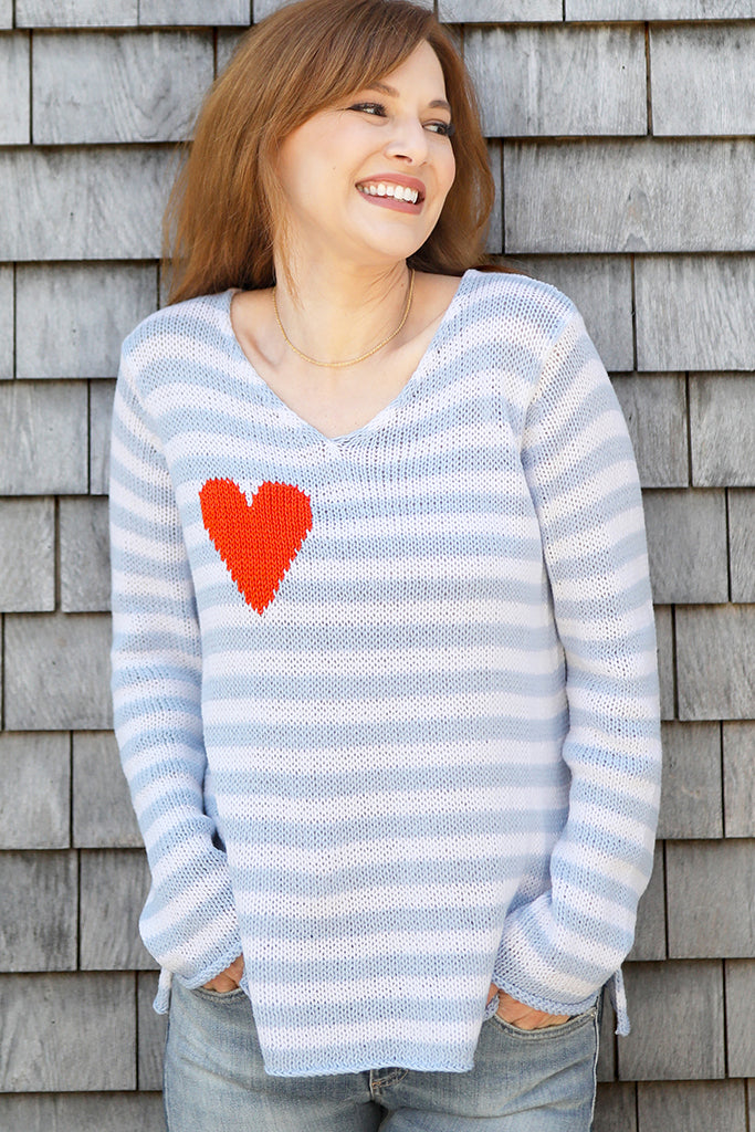 Eloise Heart V Cotton Sweater