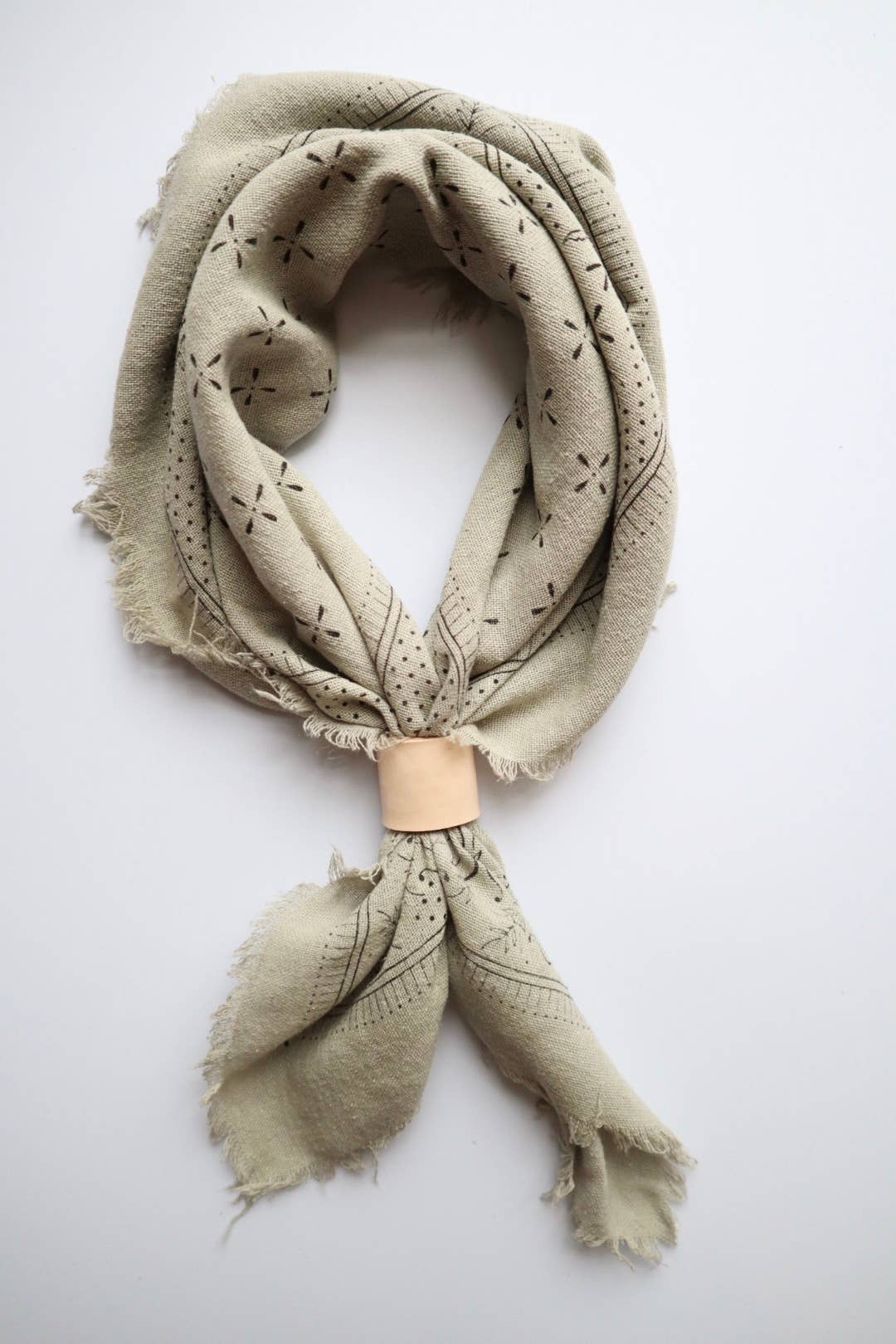 Sage Grey Classic Print Naturally Dyed Bandana