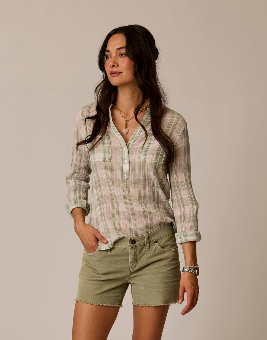 Dylan Gauze Shirt - Fatigue Multiplaid