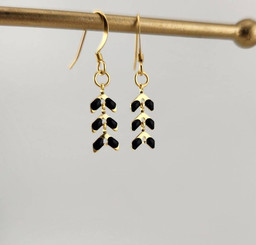 Artemis Black Enamel Arrow Earrings