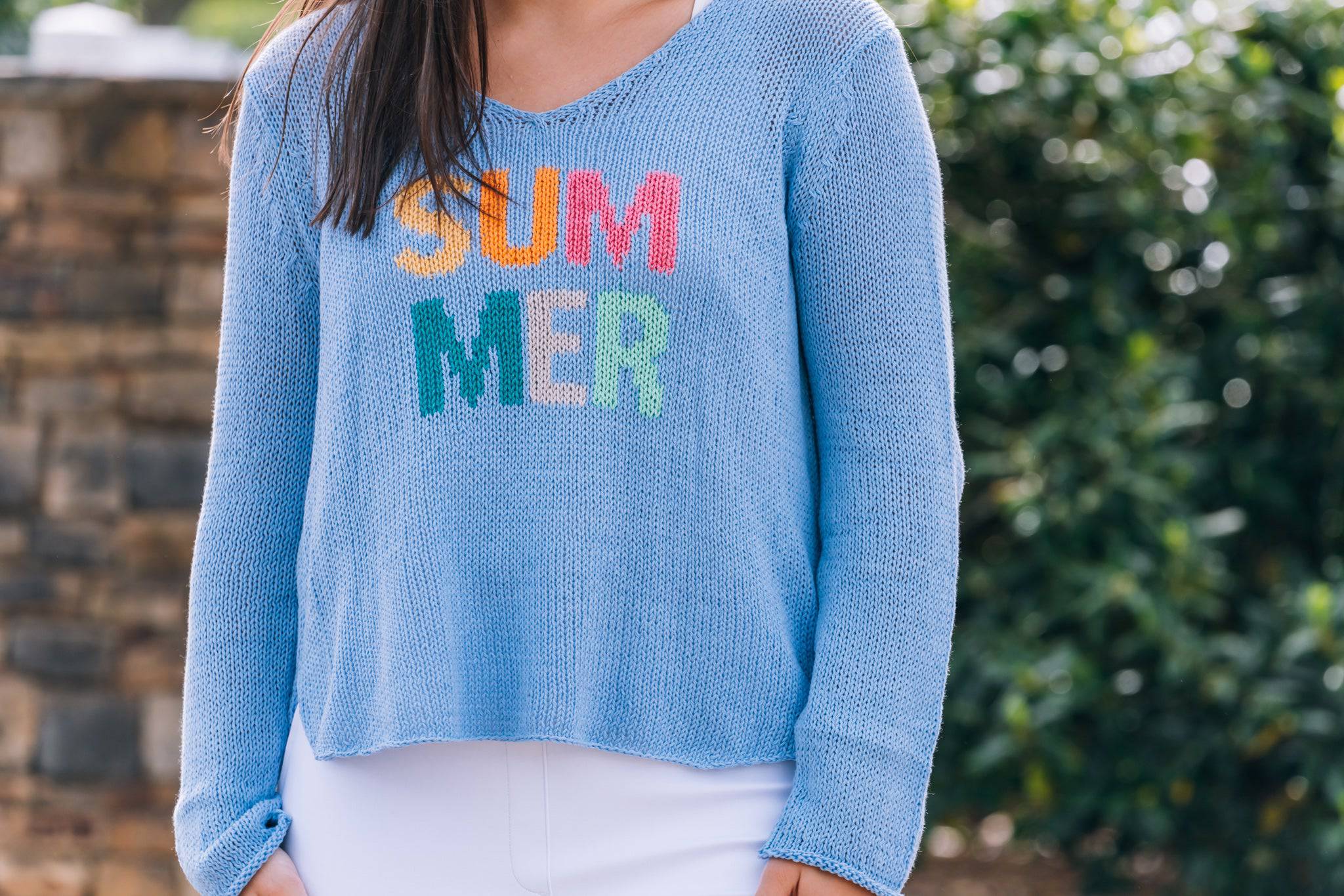 Summer V-Neck Cotton Sweater - SALE