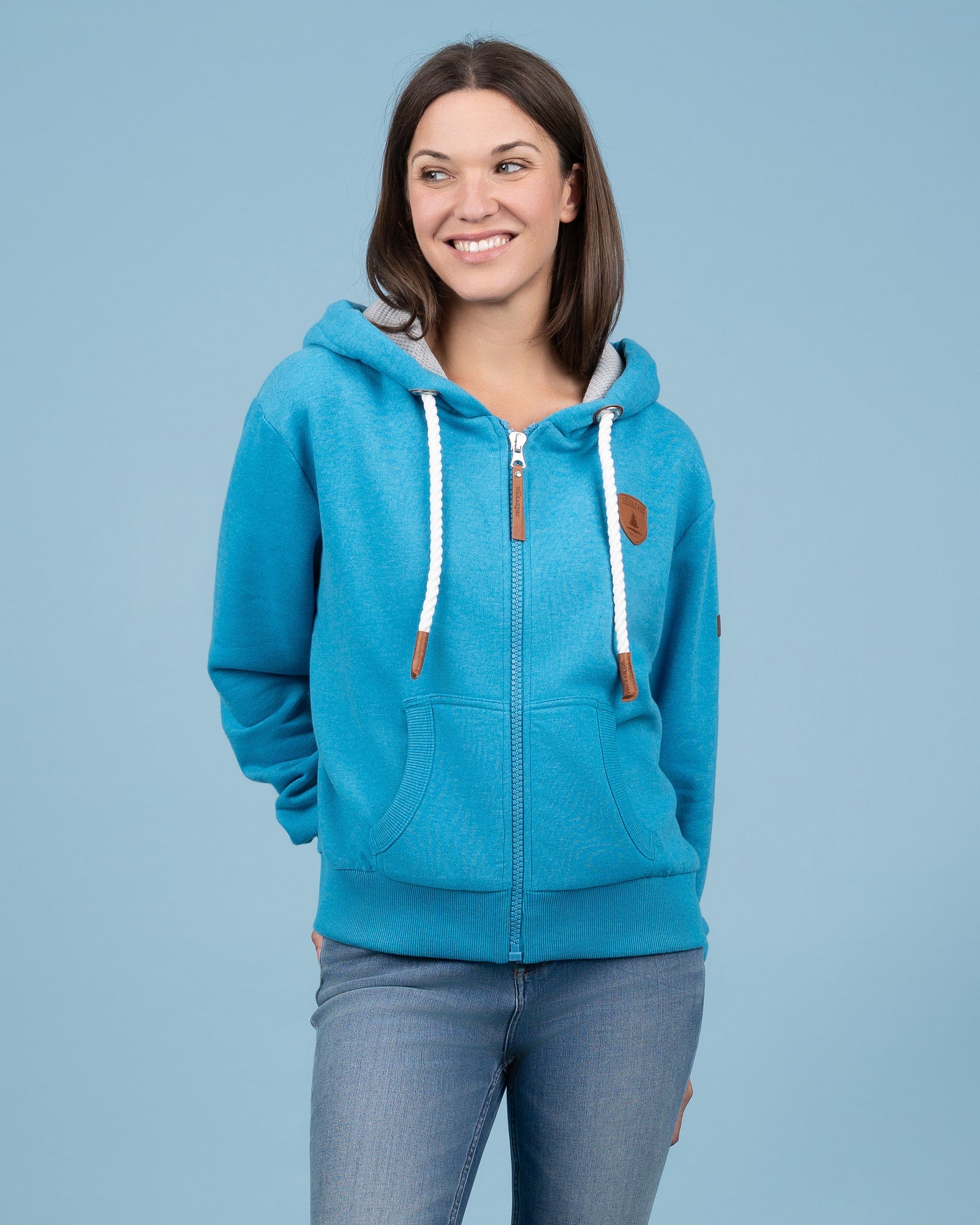 Hazel Full Zip Hoodie - Lagoon Blue