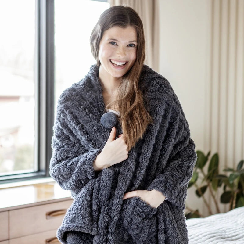 The Coziest Blanket Wrap - Charcoal