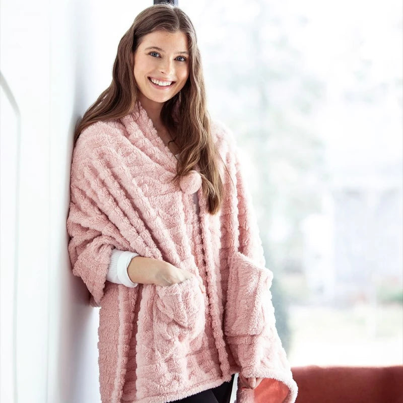 The Coziest Blanket Wrap - Pink
