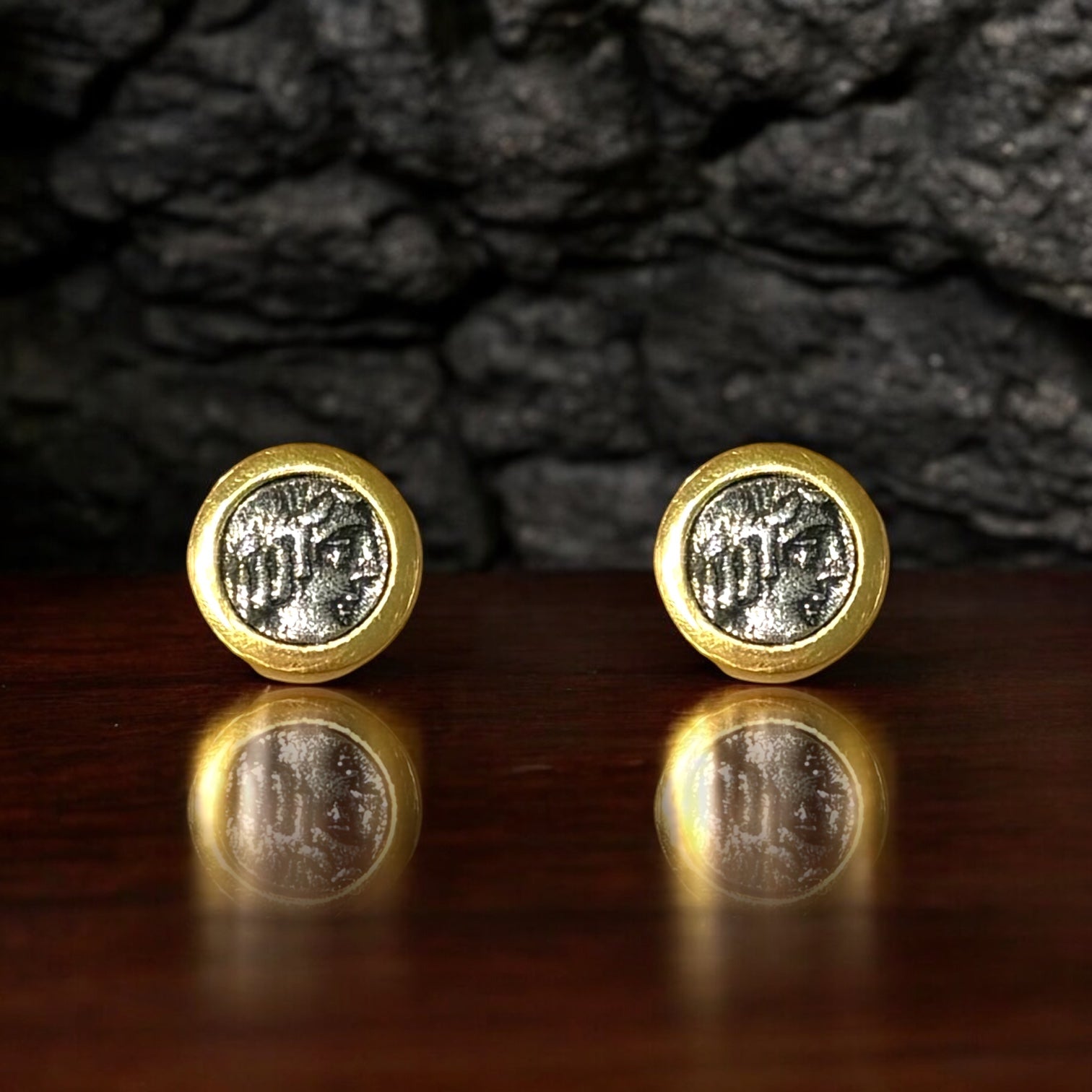 Gold Flora Coin Studs