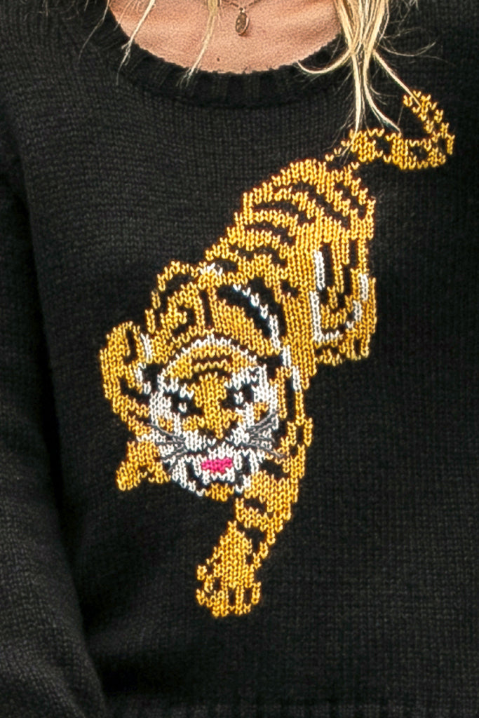 Tigress Vneck Sweater - Black