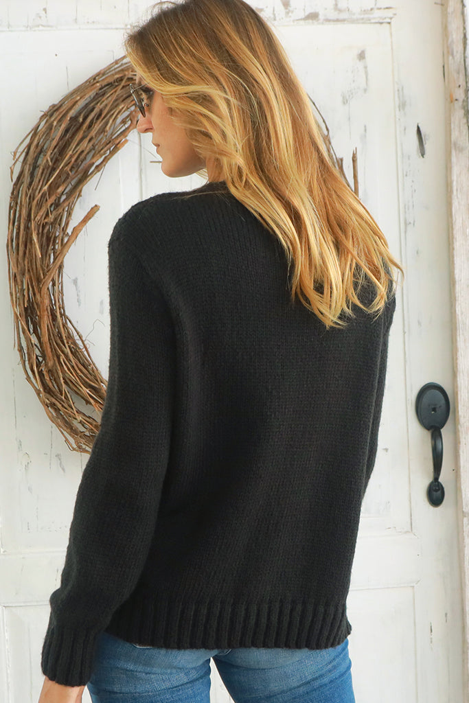 Tigress Vneck Sweater - Black