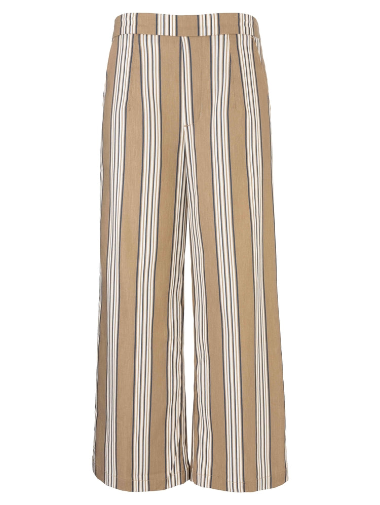 Topaz High-Rise Wide-Leg Pant - Tan/Navy