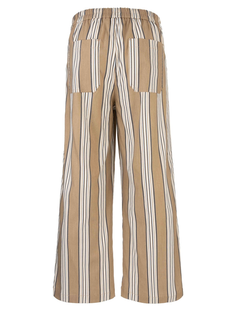 Topaz High-Rise Wide-Leg Pant - Tan/Navy
