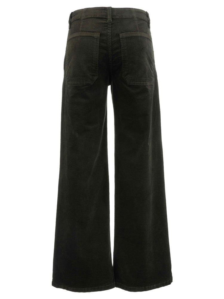 The Jean High Rise Wide Leg - Forest Corduroy