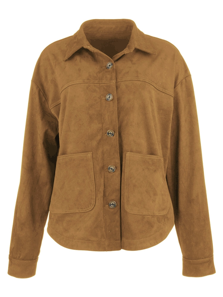Ellie Faux Suede Jacket - Whiskey