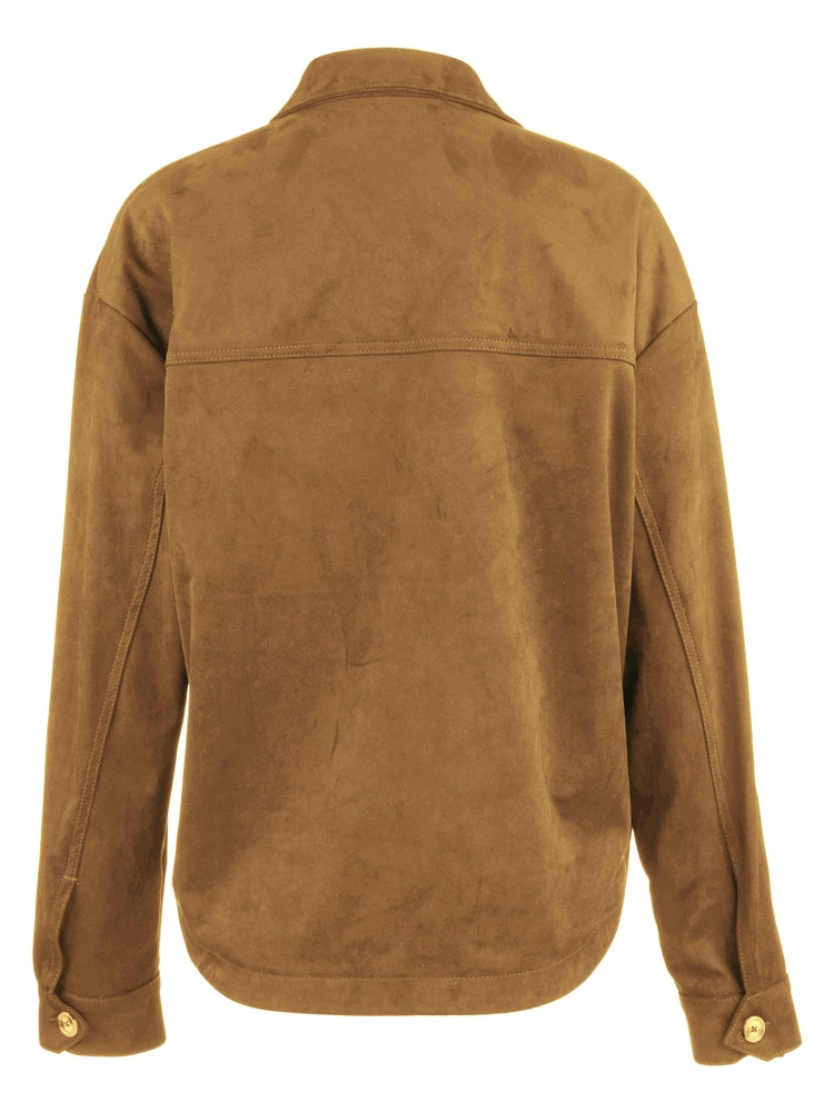 Ellie Faux Suede Jacket - Whiskey
