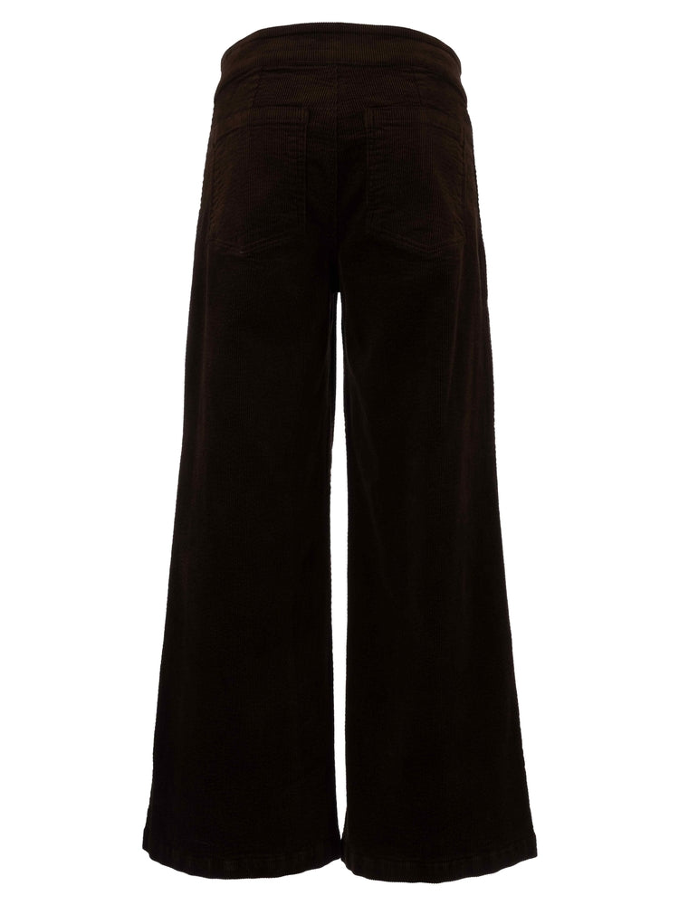 Meg Wide Leg Corduroy Pant with Welt Front Pocket in Fudge