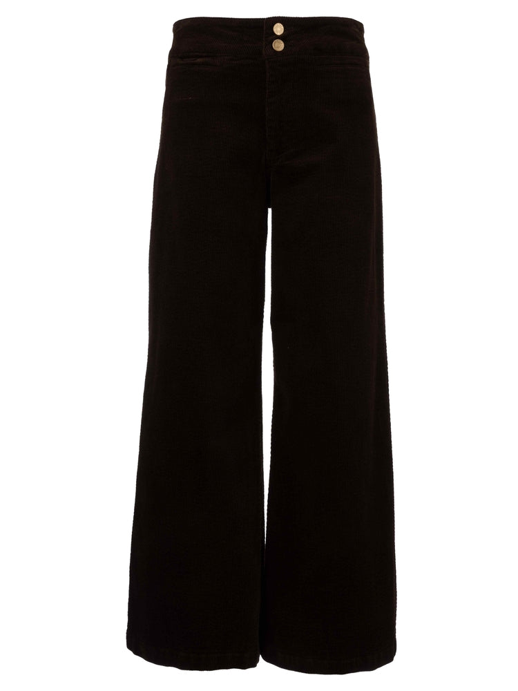 Meg Wide Leg Corduroy Pant with Welt Front Pocket in Fudge
