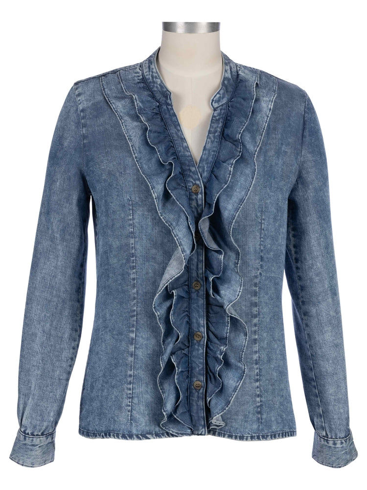 ruffle button down shirt