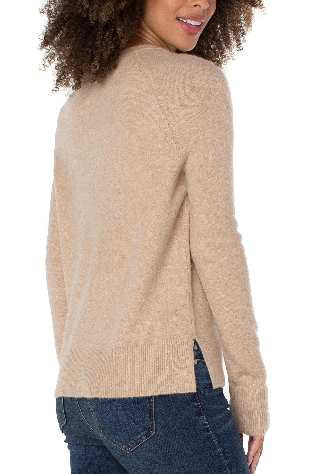 Long Sleeve Raglan Sweater w/ Side Sllits