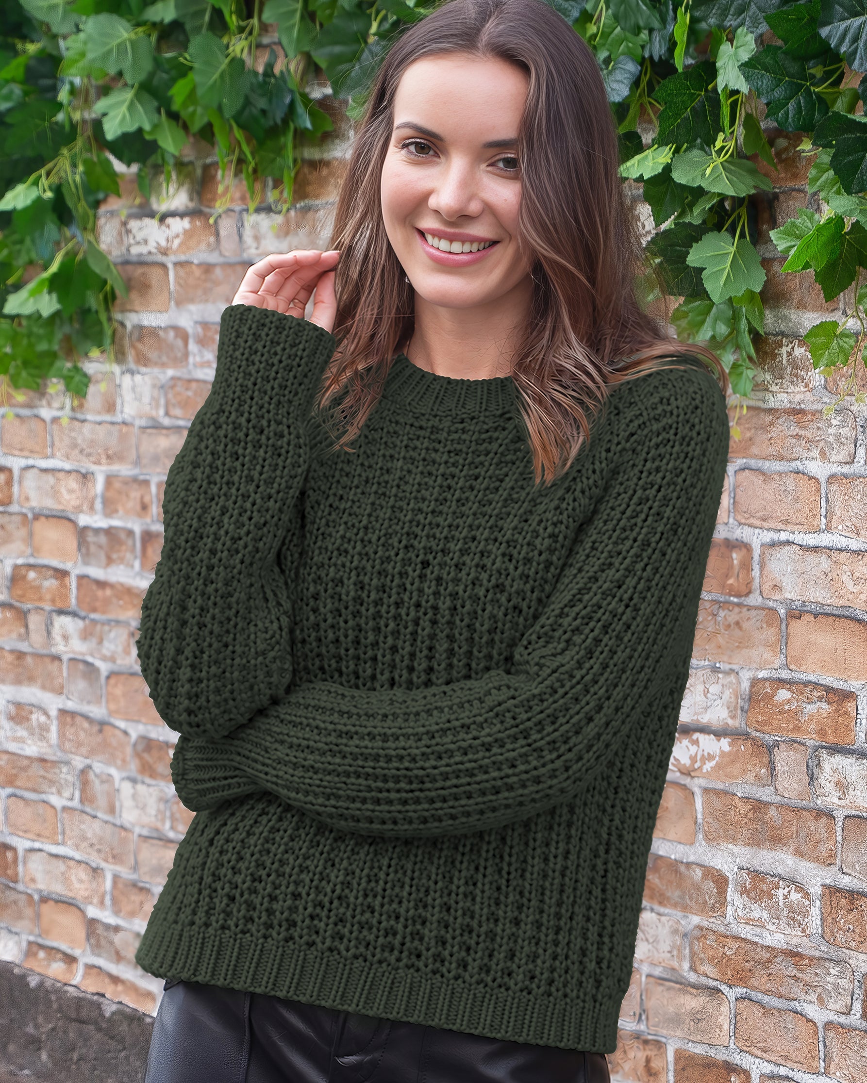 Tara Raglan Crew Chunky Cotton - Waxed Loden