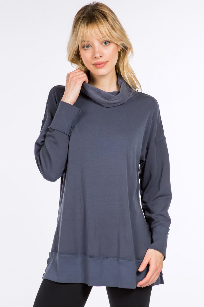 Reactive Dye Baby French Terry Tunic - Pewter