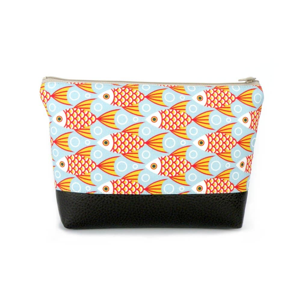 Large Cosmetic Clutch in Goldfish Linen