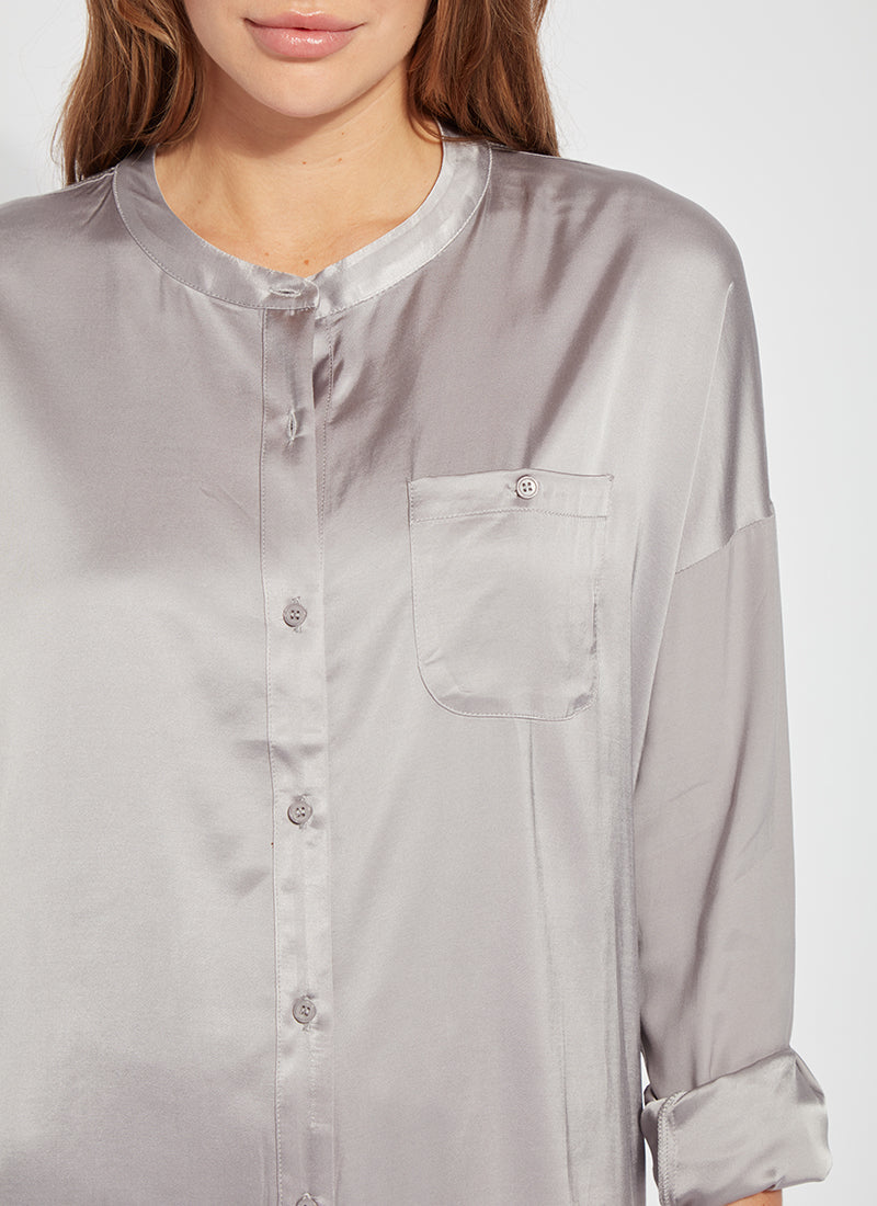 The Eco Satin Shirt - Tinted Silver