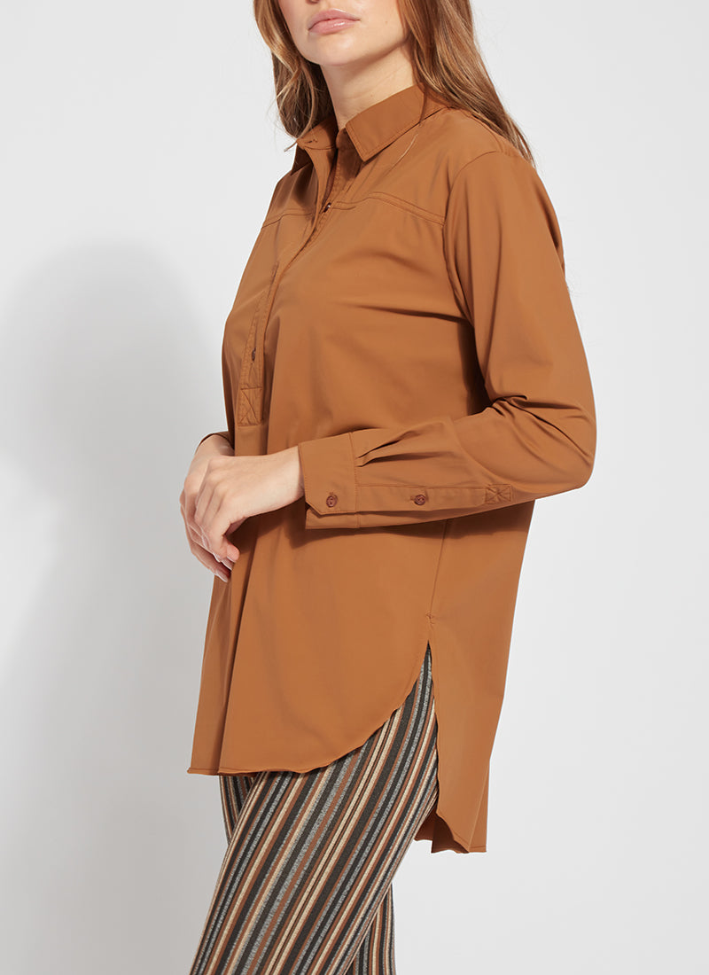 Delia Sporty Pull On Blouse - Golden Bronze