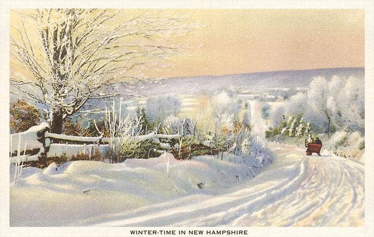 Winter in New Hampshire - Vintage Image, Postcard