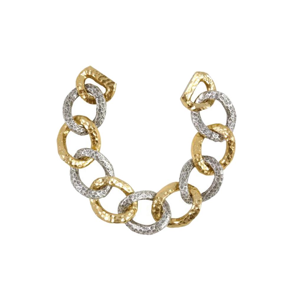 Two Tone Chariot Hammered Bracelet
