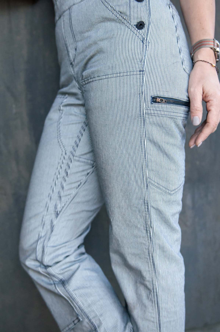Freshly Overalls For Women - Indigo Stripe Denim