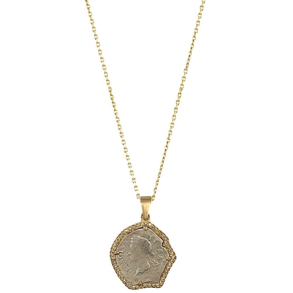 Gold George II Crystal Bezel Necklace