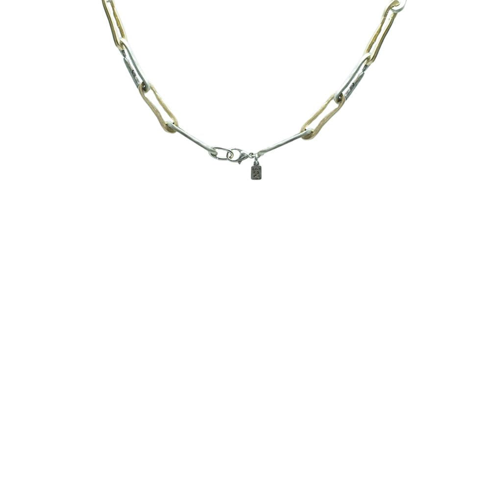 Two Tone Safety Pin Necklace