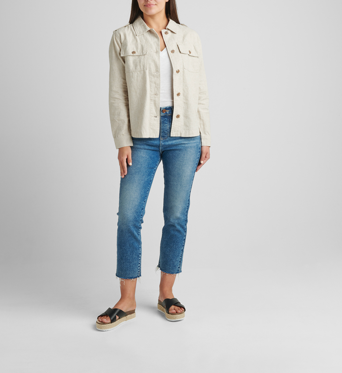 Shaylie Shirt Jacket - Oatmeal Linen