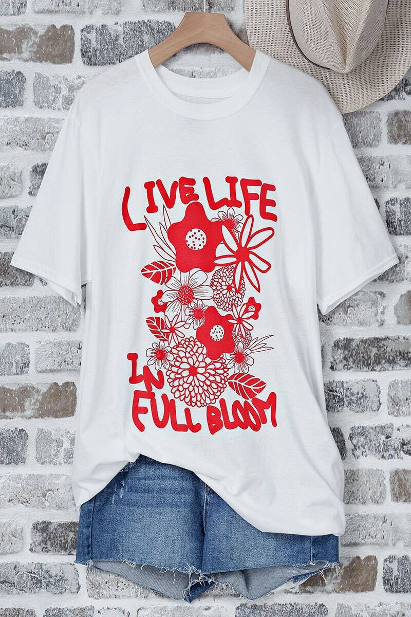 LIVE LIFE IN FULL BLOOM Oversized Graphic Tshirt