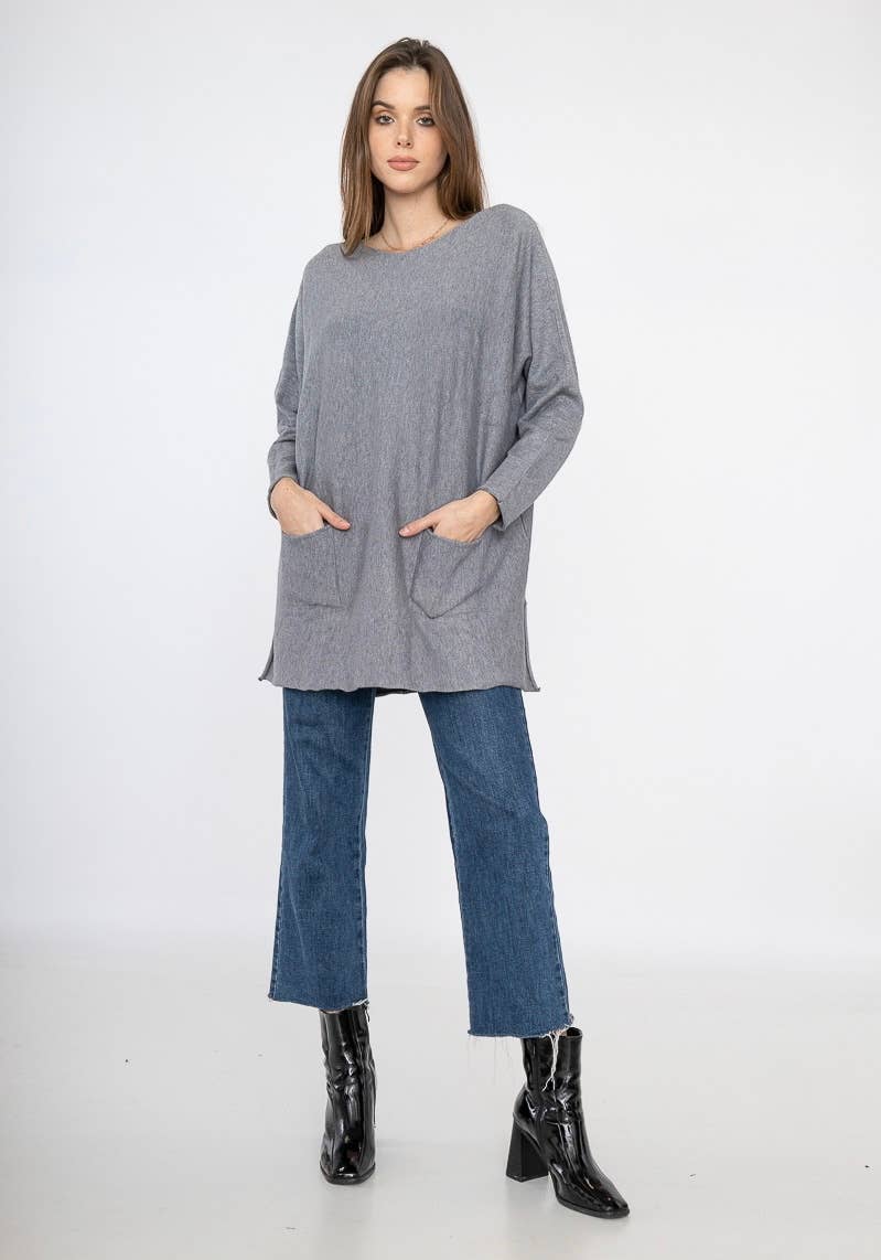 LINEN & COTTON HOUSE - SWEATER 21145/FALL WINTER CLOTHING: GREY