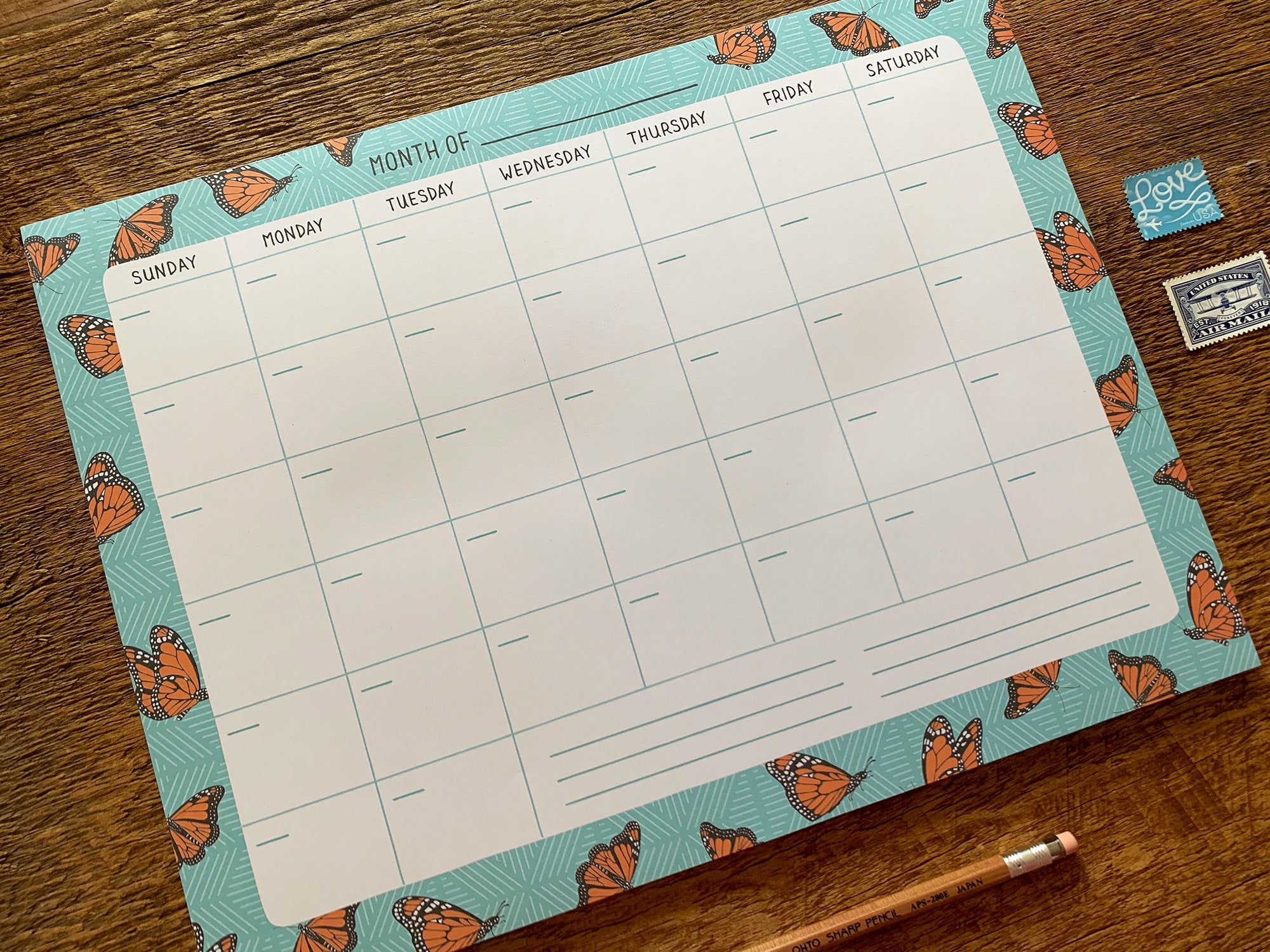 Monthly Desk Planner - Monarchs