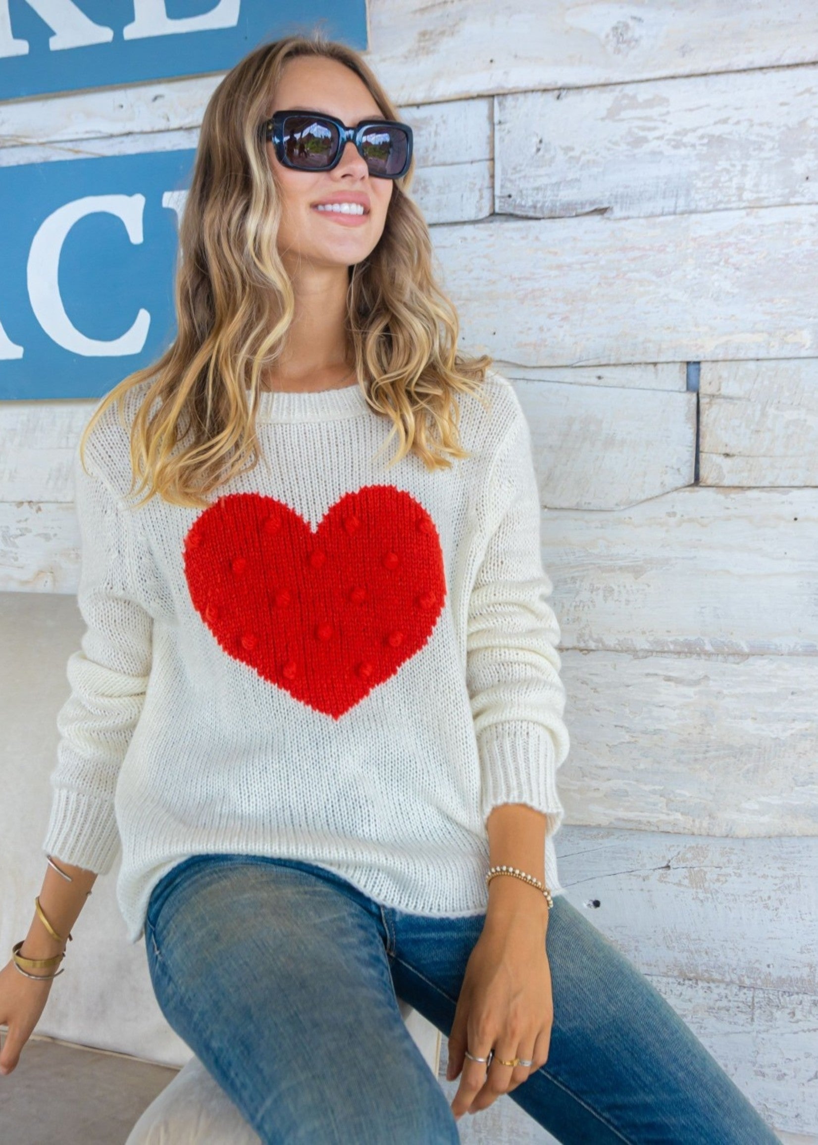 Heart Popcorn Crew Sweater - SALE
